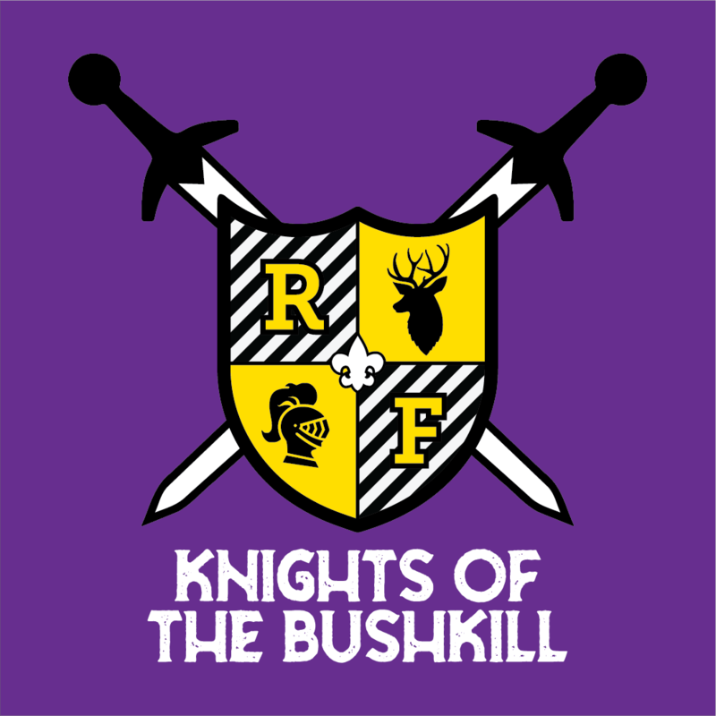 'Knights of the Bushkill' written below a medieval crest