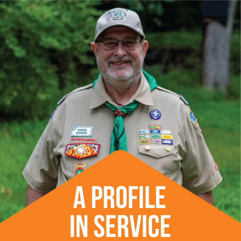A smiling Chris Brenner and the text 'A Profile In Service