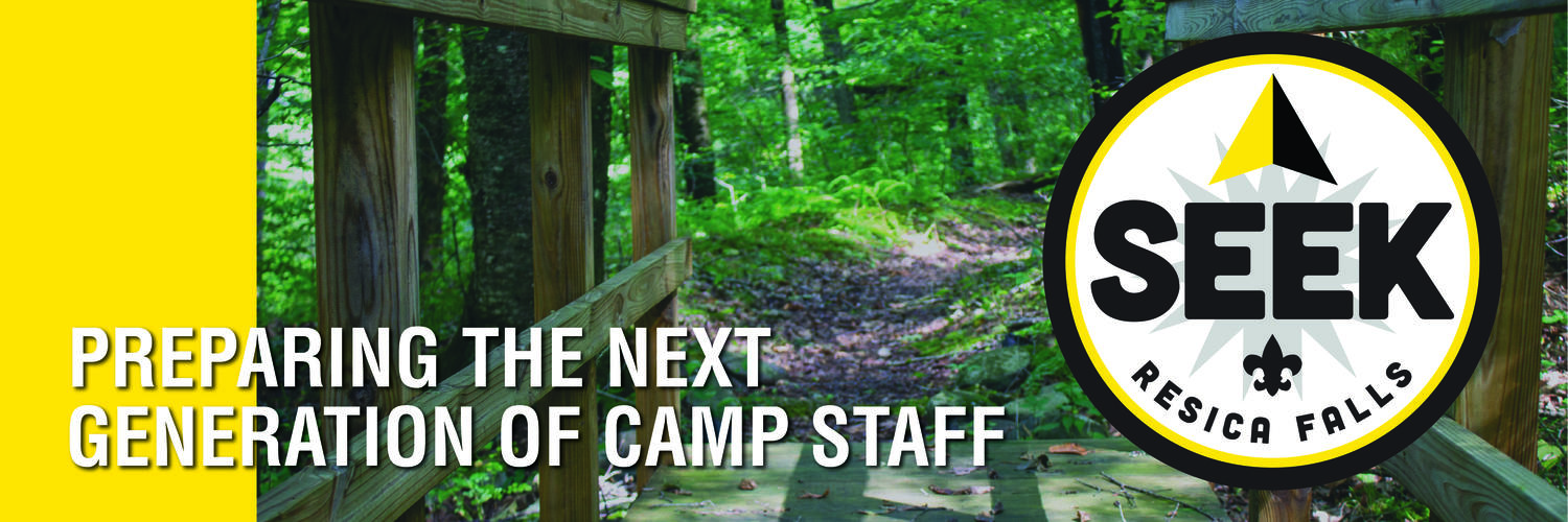The SEEK program logo with the writing 'Preparing the next generation of camp staff'
